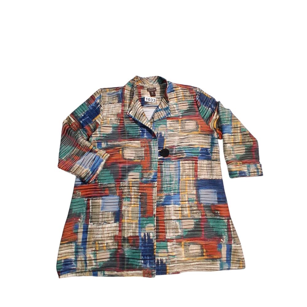 Multiples Patchwork Womens size XL Art tk Wear Artsy OldMoney Colorful Cardigan